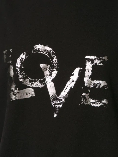 Shop Saint Laurent Distressed Love-print T-shirt In Black