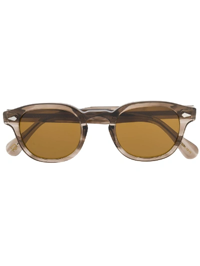 Shop Moscot Round Frame Abstract Print Sunglasses In Brown