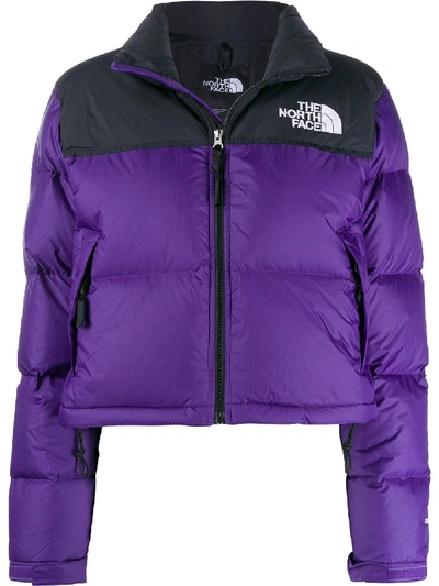 Shop The North Face Contrast Logo Padded Jacket In Purple