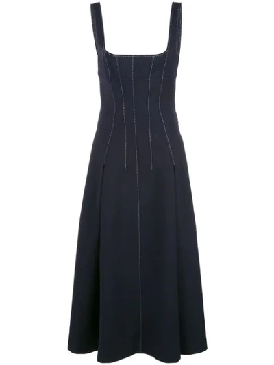 Shop Dion Lee Stitch Detail Corset Dress In Blue