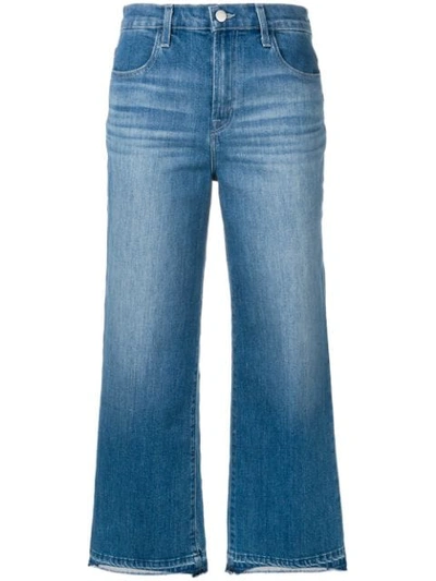 Shop J Brand Wide Leg Cropped Jeans In Blue