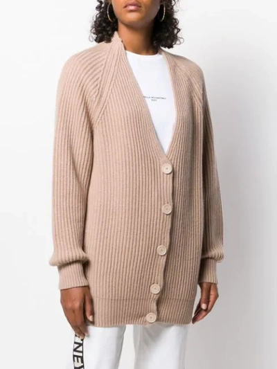 Shop Stella Mccartney V-neck Cable Knit Ribbed Cardigan In 2600