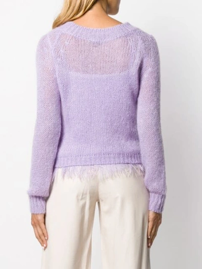 Shop Twinset Feather Frill Jumper In Purple