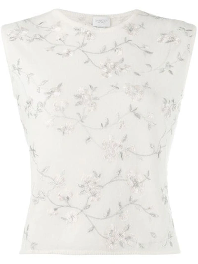 Shop Giambattista Valli Floral Embroidered Knitted Top In White