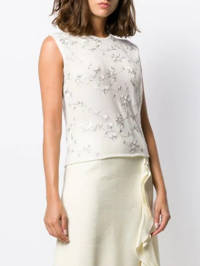 Shop Giambattista Valli Floral Embroidered Knitted Top In White