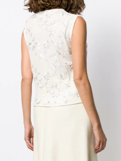 Shop Giambattista Valli Floral Embroidered Knitted Top In White