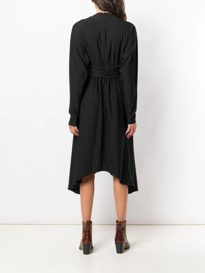 Shop Isabel Marant V Neck Ruched Dress In Black