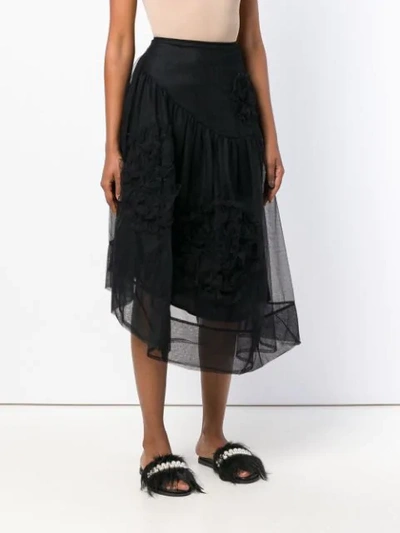 Shop Simone Rocha Ruched Flower Skirt - Black