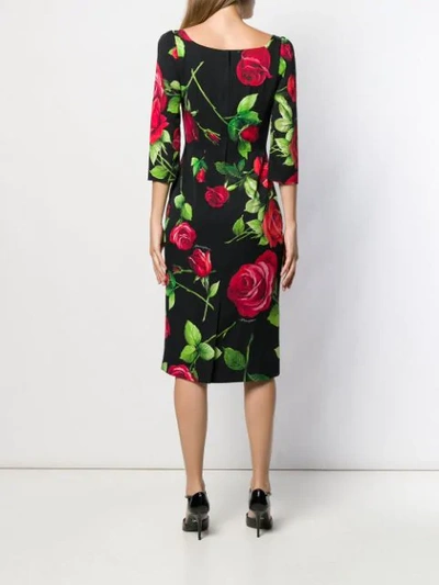 Shop Dolce & Gabbana Portofino Print Fitted Dress In Black