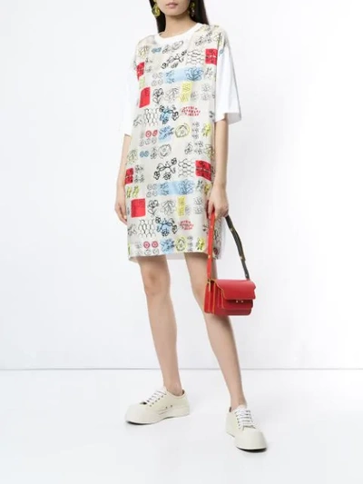 Shop Marni Floral T-shirt Dress In White