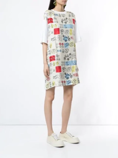 Shop Marni Floral T-shirt Dress In White