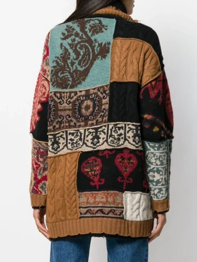 Shop Etro Roll-neck Pattern Mix Sweater In Brown