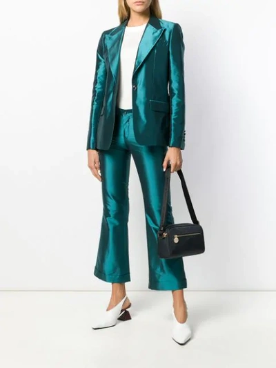 Shop Each X Other Metallic Kick-flare Trousers In Blue