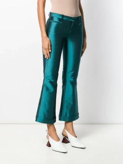 Shop Each X Other Metallic Kick-flare Trousers In Blue