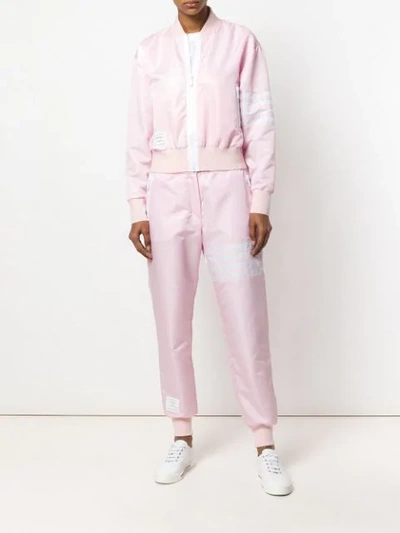Shop Thom Browne Lightweight Sweatpants With Seamed-in 4 Bar Stripe In Ripstop - Pink