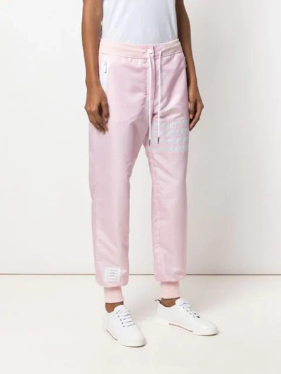 Shop Thom Browne Lightweight Sweatpants With Seamed-in 4 Bar Stripe In Ripstop - Pink