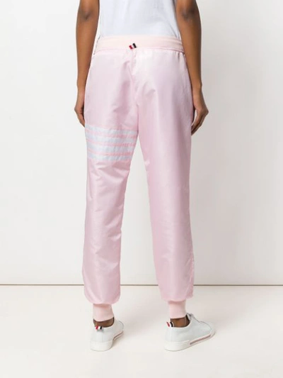 Shop Thom Browne Lightweight Sweatpants With Seamed-in 4 Bar Stripe In Ripstop - Pink