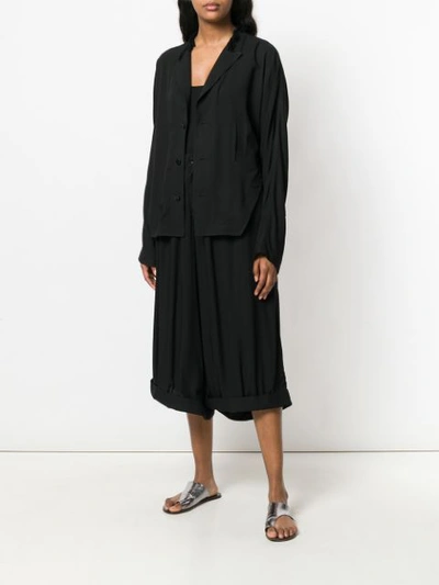 Shop Yohji Yamamoto Ripped Lapel Jacket - Black