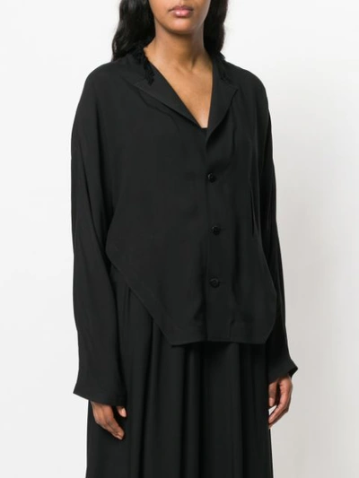 Shop Yohji Yamamoto Ripped Lapel Jacket - Black