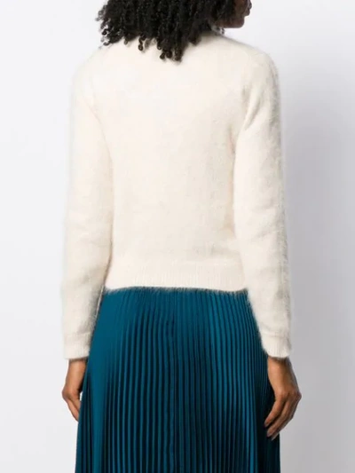 Shop Bellerose Round Neck Fuzzy Knit Jumper In Neutrals