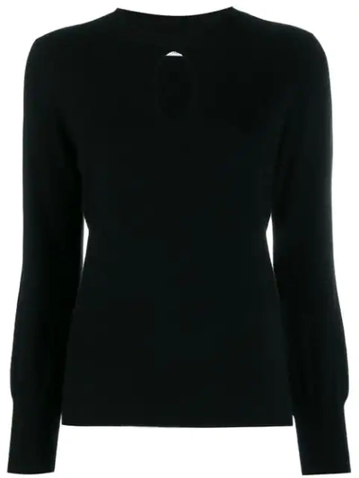ALLUDE KEY-HOLE NECKLINE KNITTED TOP - 黑色