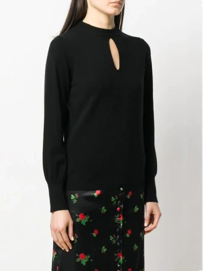 ALLUDE KEY-HOLE NECKLINE KNITTED TOP - 黑色