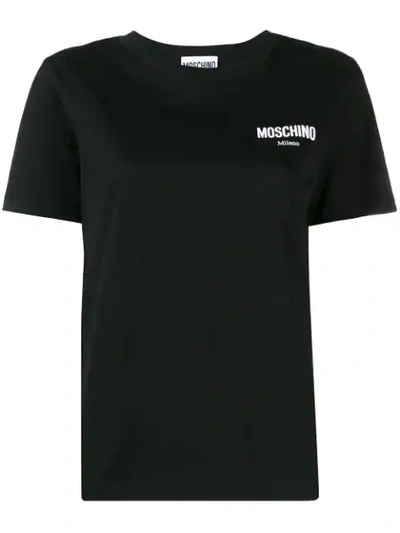 Shop Moschino Logo Embroidered Performance T-shirt In Black