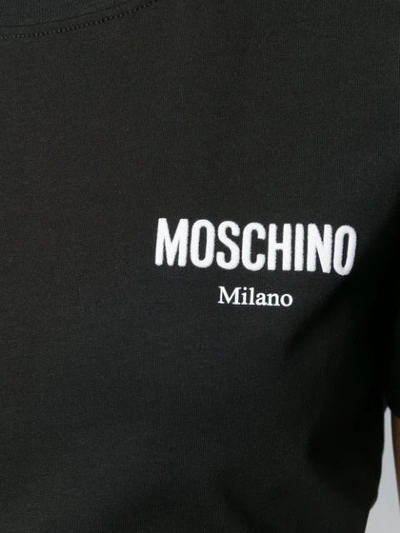 Shop Moschino Logo Embroidered Performance T-shirt In Black