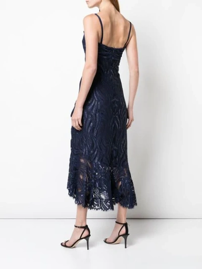 Shop Jonathan Simkhai Metallic Lace Bustier Ruffle Dress In Blue