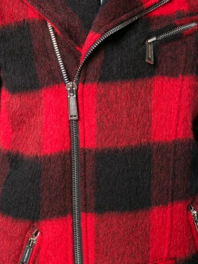 Shop Dsquared2 Check-pattern Zipped Coat In Red