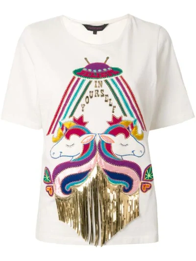 Shop Manish Arora Unicorn Appliquéd T-shirt In White