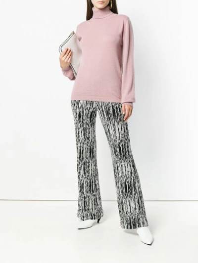 Shop Fine Edge Roll-neck Sweater - Pink