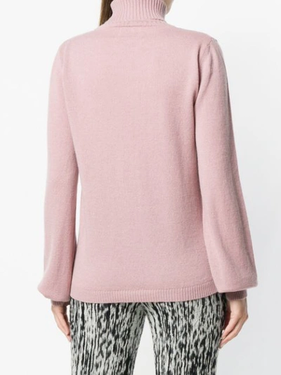 Shop Fine Edge Roll-neck Sweater - Pink