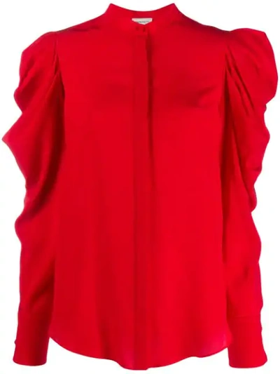 Shop Alexander Mcqueen Gathered Detailed Shirt In Red
