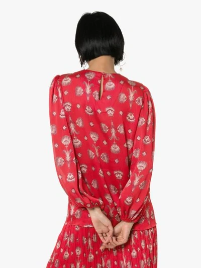 Shop Johanna Ortiz Living Coral Shell Print Blouse In Red