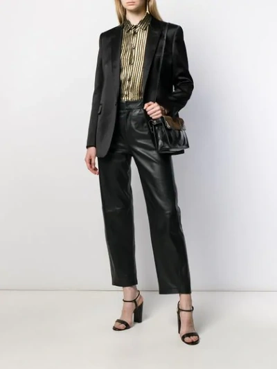 Shop Saint Laurent Satin Peak Lapel Blazer In Black