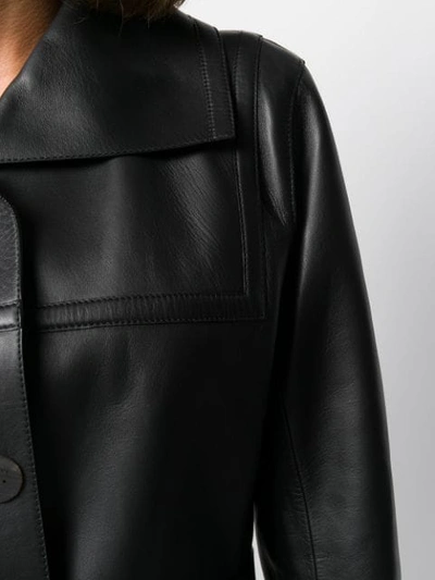 Shop Loewe Leather Belted Long Coat In Black
