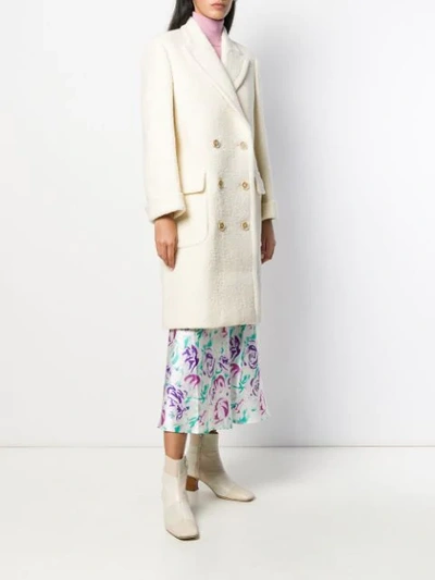 Shop Marni Textured Double-breasted Coat In White