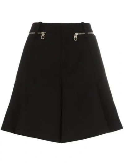 Shop Chloé Zip Detail Wool Shorts In 001 Black