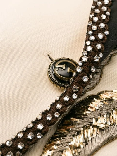 Shop Gucci Embroidered Single Button Blazer In Neutrals