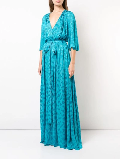 Shop Carolina Herrera Jacquard Wrap Dress - Blue