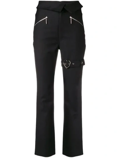 Shop Adam Selman Foldover Buckle Detail Trousers In Black
