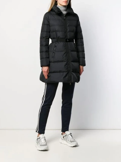 Shop Moncler Belted Puffer Jacket In Black