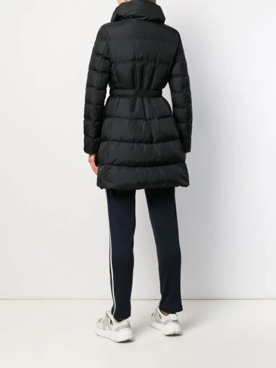 Shop Moncler Belted Puffer Jacket In Black
