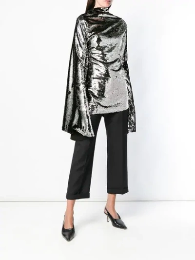 Shop Paula Knorr Asymmetric Sequin Top In Grey