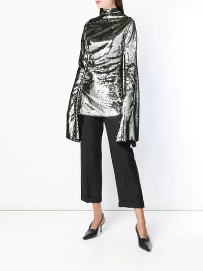 Shop Paula Knorr Asymmetric Sequin Top In Grey