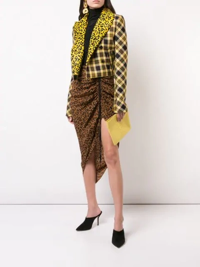 DVF DIANE VON FURSTENBERG RUCHED LEOPARD PRINT SKIRT - 棕色