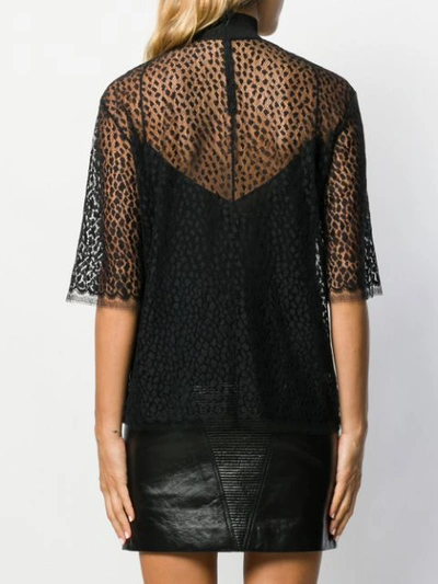 Shop Givenchy Leopard Print Lace Top In Black