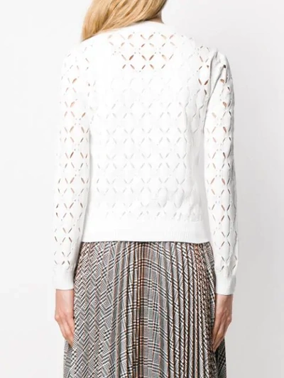 Shop Fendi Openwork Knit Sweater In White