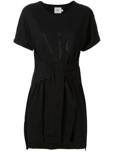 Shop Aje Logo Print T-shirt Dress In Black